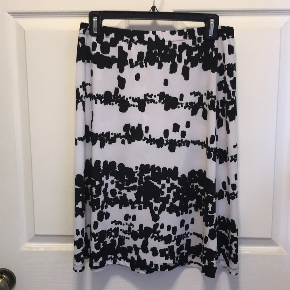 White with black geometric print skirt
